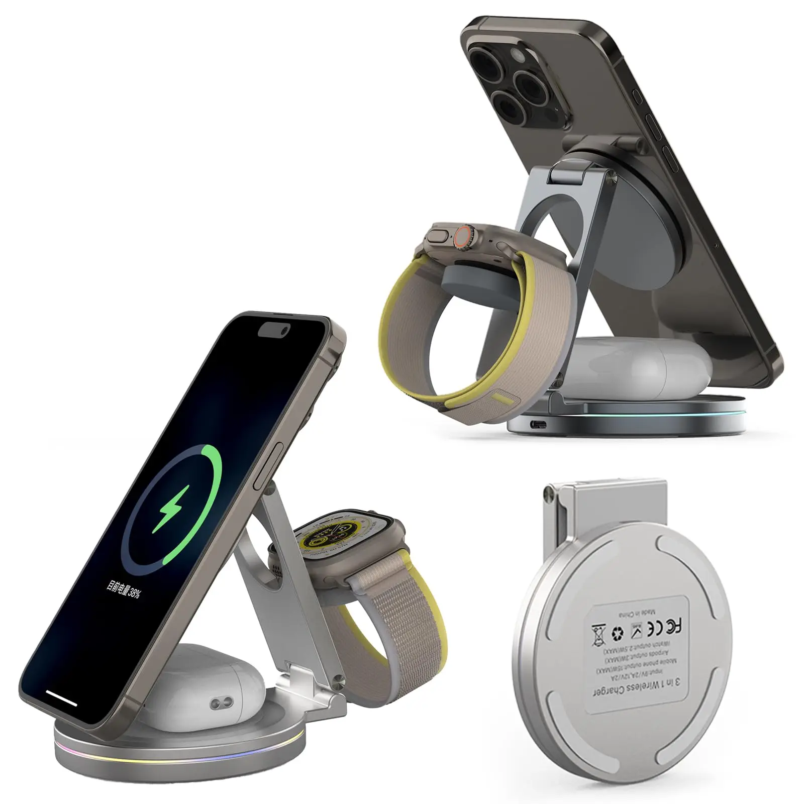 Iwatch Smartwatch - Складное магнитное беспроводное зарядное устройство 3-в-1,