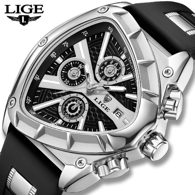 Smartwatch Army Watches For Men - LIGE модные мужские часы треугольный хронограф