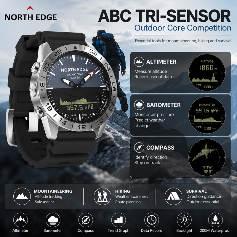 Мужские часы NORTH EDGE для да – обзор и цена Smartwatch Army Watches For Men