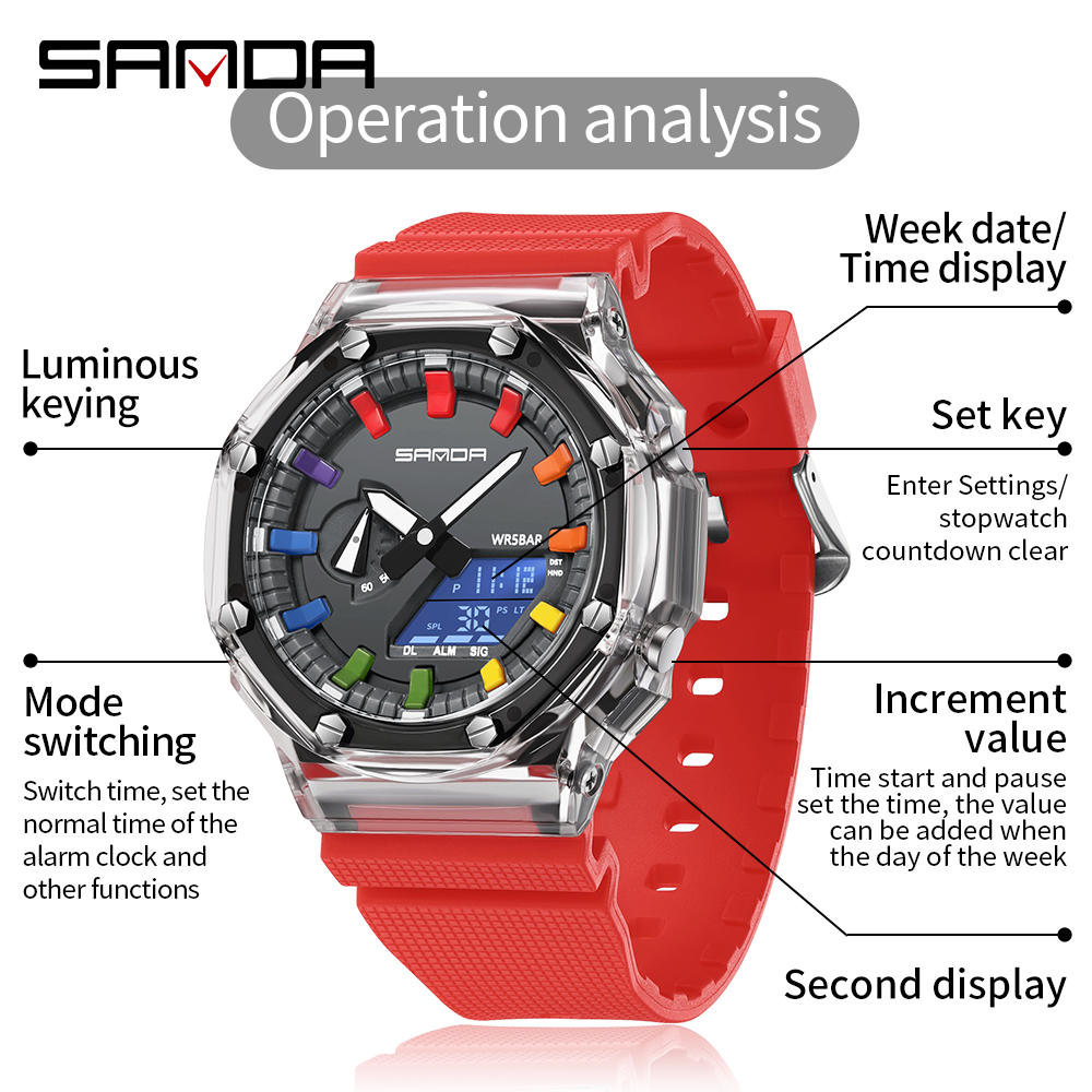SANDA 3341Цифровые светодиодны – обзор и цена Smartwatch Army Watches For Men